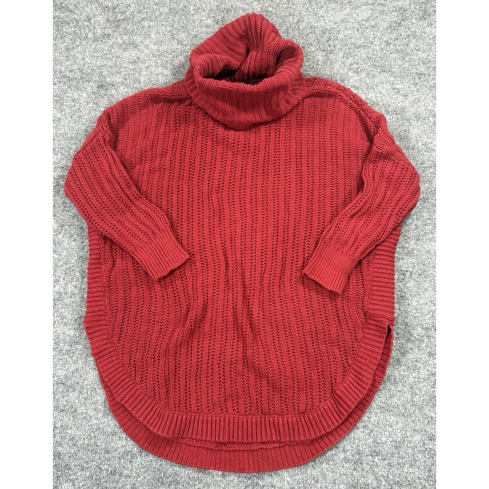 Chunky Ribbed Knit Turtleneck Sweater‎ Poncho Cottagecore Cabincore Cozycore Y2K